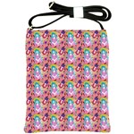 Blue Haired Girl Pattern Pink Shoulder Sling Bag Front