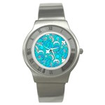 Cloudy Blue Moon Stainless Steel Watch Front