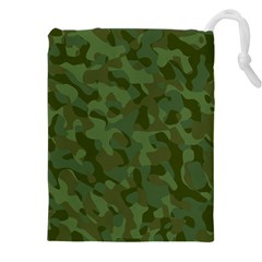 Green Army Camouflage Pattern Drawstring Pouch (4xl) by SpinnyChairDesigns