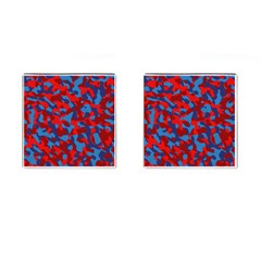 Red And Blue Camouflage Pattern Cufflinks (square) by SpinnyChairDesigns