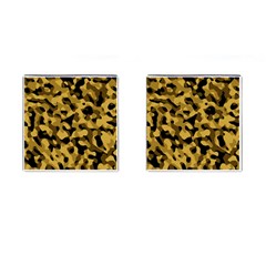 Black Yellow Brown Camouflage Pattern Cufflinks (square) by SpinnyChairDesigns