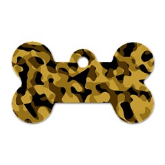 Black Yellow Brown Camouflage Pattern Dog Tag Bone (two Sides) by SpinnyChairDesigns