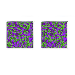 Purple And Green Camouflage Cufflinks (square) by SpinnyChairDesigns