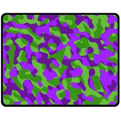 Purple And Green Camouflage Double Sided Fleece Blanket (medium)  by SpinnyChairDesigns