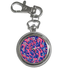 Blue And Pink Camouflage Pattern Key Chain Watches by SpinnyChairDesigns