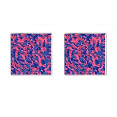 Blue And Pink Camouflage Pattern Cufflinks (square) by SpinnyChairDesigns