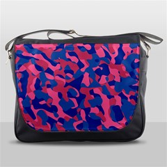 Blue And Pink Camouflage Pattern Messenger Bag by SpinnyChairDesigns