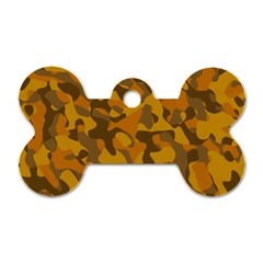 Brown And Orange Camouflage Dog Tag Bone (one Side) by SpinnyChairDesigns