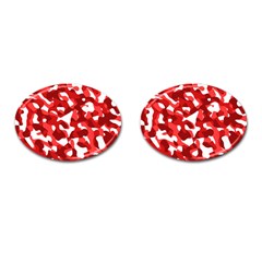 Red And White Camouflage Pattern Cufflinks (oval) by SpinnyChairDesigns