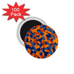 Blue And Orange Camouflage Pattern 1 75  Magnets (100 Pack)  by SpinnyChairDesigns