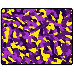 Purple And Yellow Camouflage Pattern Double Sided Fleece Blanket (medium)  by SpinnyChairDesigns