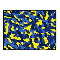 Blue And Yellow Camouflage Pattern Double Sided Fleece Blanket (small)  by SpinnyChairDesigns