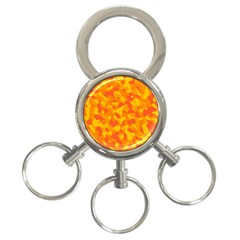 Orange And Yellow Camouflage Pattern 3-ring Key Chain by SpinnyChairDesigns