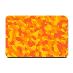 Orange And Yellow Camouflage Pattern Small Doormat  by SpinnyChairDesigns