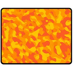 Orange And Yellow Camouflage Pattern Double Sided Fleece Blanket (medium)  by SpinnyChairDesigns