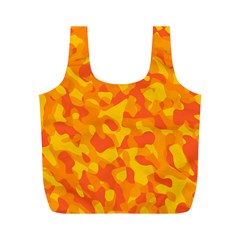 Orange And Yellow Camouflage Pattern Full Print Recycle Bag (m) by SpinnyChairDesigns