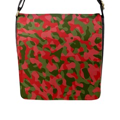 Pink And Green Camouflage Pattern Flap Closure Messenger Bag (l) by SpinnyChairDesigns