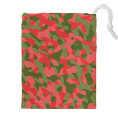 Pink And Green Camouflage Pattern Drawstring Pouch (4xl) by SpinnyChairDesigns