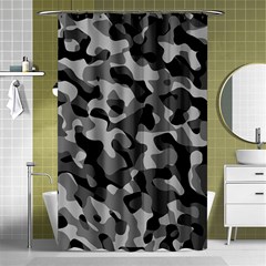 Grey And Black Camouflage Pattern Shower Curtain 48  X 72  (small)  by SpinnyChairDesigns