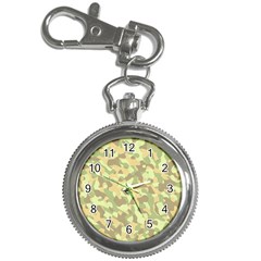 Light Green Brown Yellow Camouflage Pattern Key Chain Watches by SpinnyChairDesigns