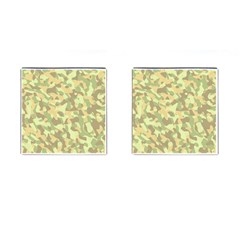 Light Green Brown Yellow Camouflage Pattern Cufflinks (square) by SpinnyChairDesigns