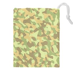 Light Green Brown Yellow Camouflage Pattern Drawstring Pouch (4xl) by SpinnyChairDesigns