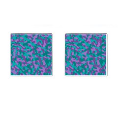 Purple And Teal Camouflage Pattern Cufflinks (square) by SpinnyChairDesigns