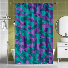 Purple And Teal Camouflage Pattern Shower Curtain 48  X 72  (small)  by SpinnyChairDesigns