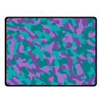 Purple and Teal Camouflage Pattern Double Sided Fleece Blanket (Small)  45 x34  Blanket Back