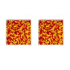 Red And Yellow Camouflage Pattern Cufflinks (square) by SpinnyChairDesigns