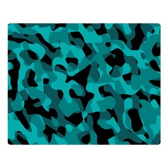 Black And Teal Camouflage Pattern Double Sided Flano Blanket (large)  by SpinnyChairDesigns