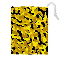 Black And Yellow Camouflage Pattern Drawstring Pouch (4xl) by SpinnyChairDesigns