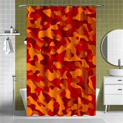 Red And Orange Camouflage Pattern Shower Curtain 48  X 72  (small)  by SpinnyChairDesigns