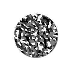 Black And White Camouflage Pattern Magnet 3  (round) by SpinnyChairDesigns