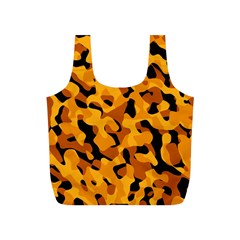 Orange And Black Camouflage Pattern Full Print Recycle Bag (s) by SpinnyChairDesigns