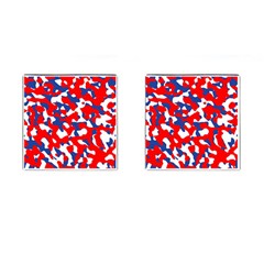 Red White Blue Camouflage Pattern Cufflinks (square) by SpinnyChairDesigns