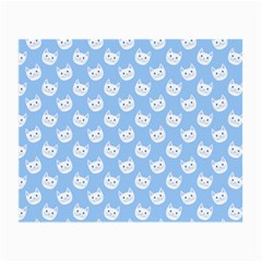 Cute Cat Faces White And Blue  Small Glasses Cloth (2 Sides) by SpinnyChairDesigns