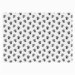 Cat Dog Animal Paw Prints Pattern Black And White Large Glasses Cloth (2 Sides) by SpinnyChairDesigns