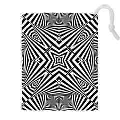 Black And White Line Art Pattern Stripes Drawstring Pouch (5xl)