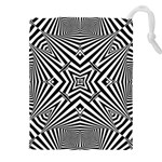 Black and White Line Art Pattern Stripes Drawstring Pouch (5XL) Front