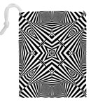 Black and White Line Art Pattern Stripes Drawstring Pouch (5XL) Back