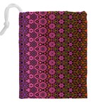 Abstract Retro Floral Stripes Pattern Drawstring Pouch (5XL) Back