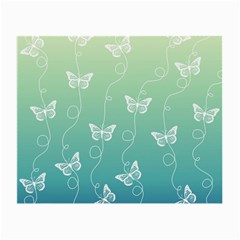 White Butterflies On Blue And Light Green Small Glasses Cloth (2 Sides) by SpinnyChairDesigns