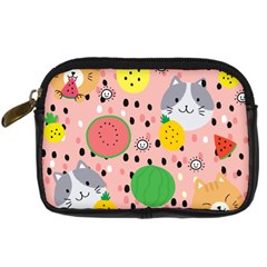 Cats And Fruits  Digital Camera Leather Case by Sobalvarro