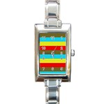 Multicolor With Black Lines Rectangle Italian Charm Watch Front