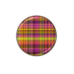 Pink Yellow Madras Plaid Hat Clip Ball Marker (10 Pack) by SpinnyChairDesigns