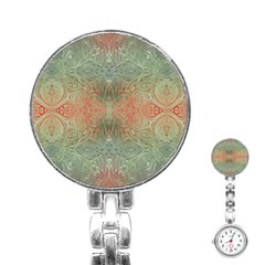 Peach Green Texture Stainless Steel Nurses Watch by SpinnyChairDesigns