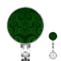 Emerald Green Spirals Stainless Steel Nurses Watch by SpinnyChairDesigns