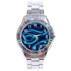 Blue Wavy Stainless Steel Analogue Watch by Sabelacarlos