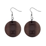 Brown Alligator Leather Skin Mini Button Earrings Front